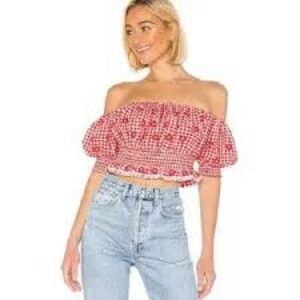 Kiwi & Punch Off the Shoulder Crop Top S